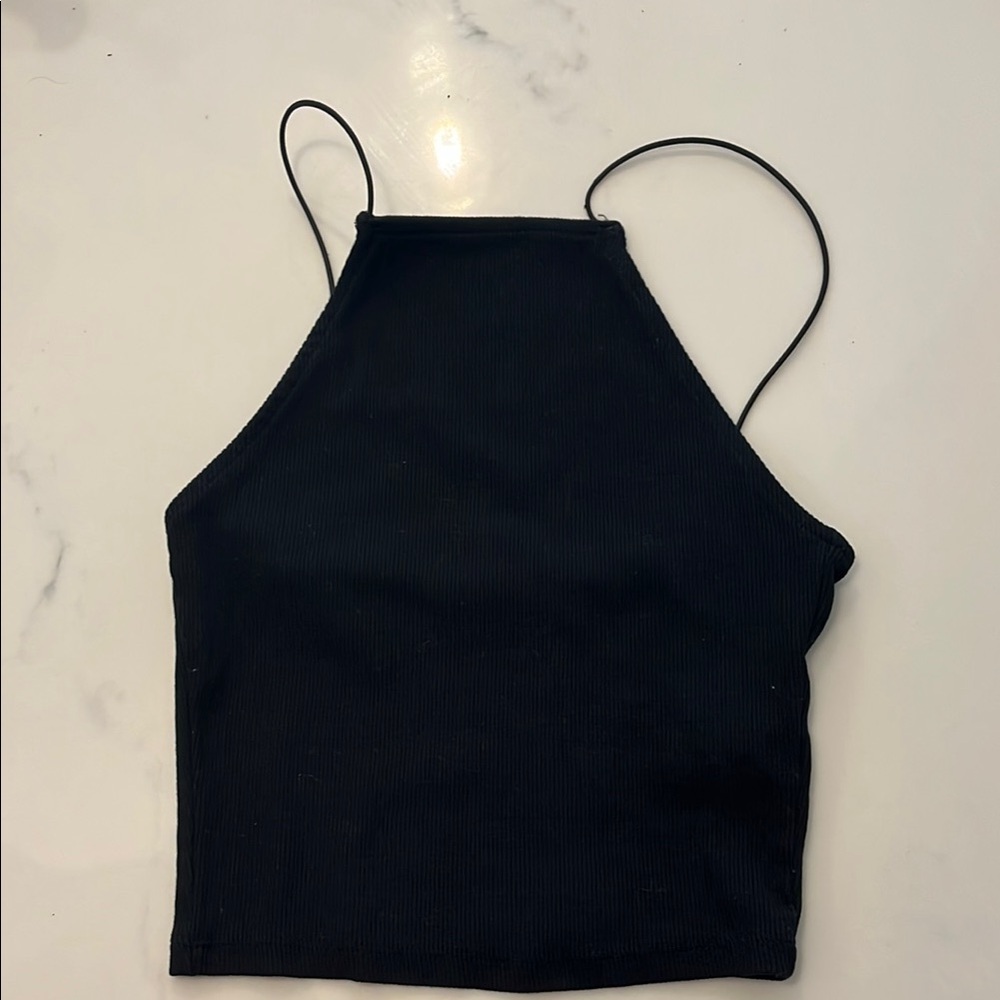 Zara Black Fitted Crop Tank Top